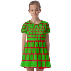 Keyboard Keys Computer Input Pc Kids  Short Sleeve Pinafore Style Dress by Ravend