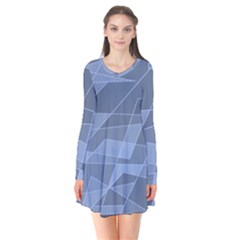 Lines Shapes Pattern Web Creative Long Sleeve V-neck Flare Dress by Ravend