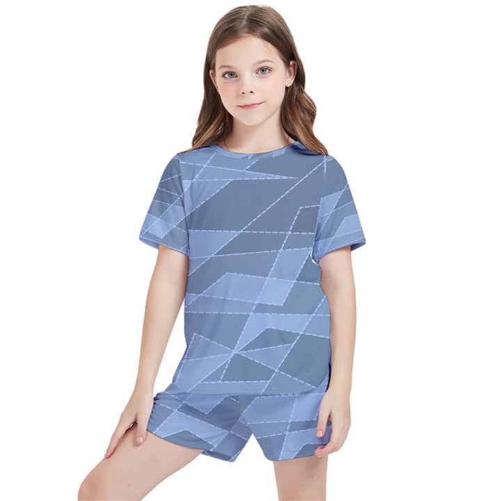 Lines Shapes Pattern Web Creative Kids  T-Shirt And Sports Shorts Set