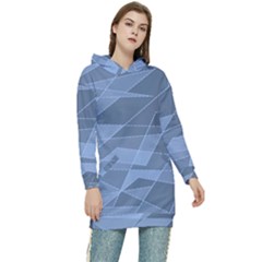 Lines Shapes Pattern Web Creative Women s Long Oversized Pullover Hoodie by Ravend