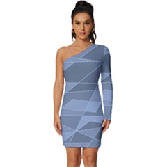 Lines Shapes Pattern Web Creative Long Sleeve One Shoulder Mini Dress by Ravend