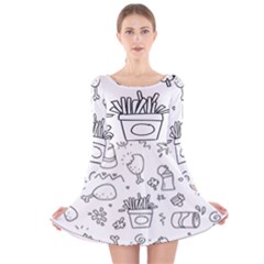 Set Chalk Out Scribble Collection Long Sleeve Velvet Skater Dress by Ravend