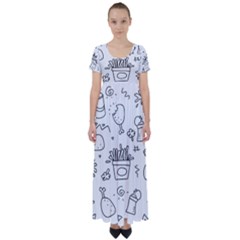 Set Chalk Out Scribble Collection High Waist Short Sleeve Maxi Dress by Ravend