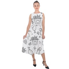 Set Chalk Out Scribble Collection Midi Tie-back Chiffon Dress by Ravend