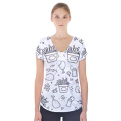 Set Chalk Out Scribble Collection Short Sleeve Front Detail Top by Ravend