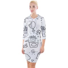 Set Chalk Out Scribble Collection Quarter Sleeve Hood Bodycon Dress by Ravend