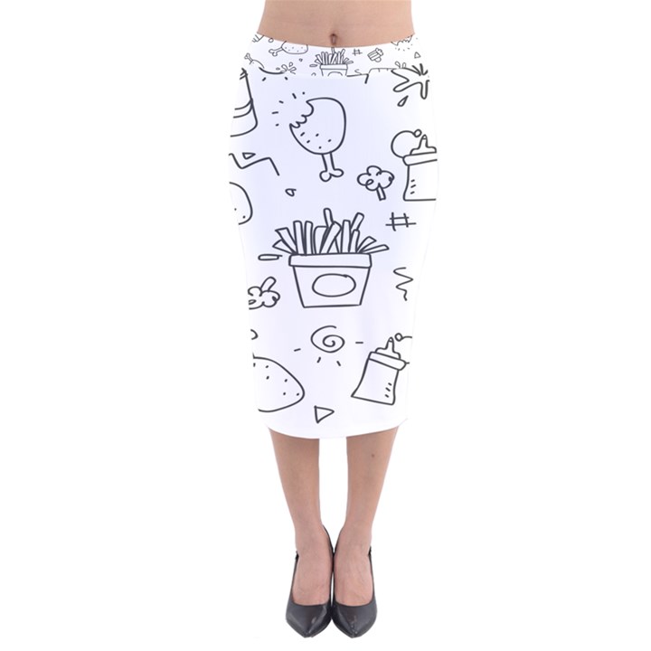 Set Chalk Out Scribble Collection Velvet Midi Pencil Skirt