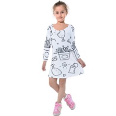 Set Chalk Out Scribble Collection Kids  Long Sleeve Velvet Dress by Ravend