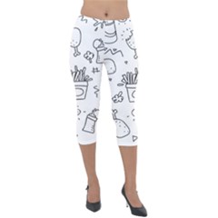 Set Chalk Out Scribble Collection Lightweight Velour Capri Leggings  by Ravend