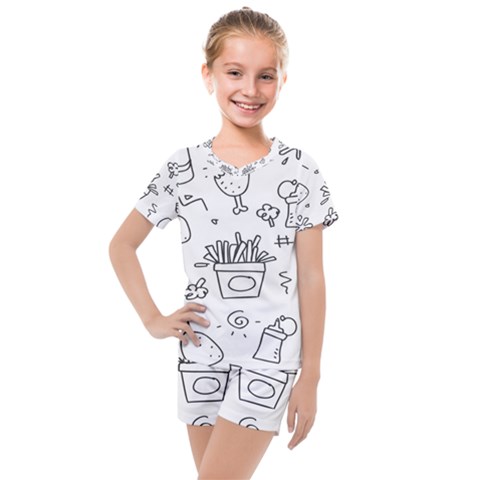 Set Chalk Out Scribble Collection Kids  Mesh T-shirt And Shorts Set by Ravend