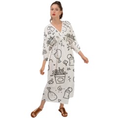 Set Chalk Out Scribble Collection Grecian Style  Maxi Dress by Ravend