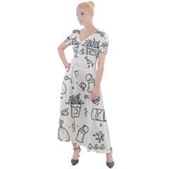 Set Chalk Out Scribble Collection Button Up Short Sleeve Maxi Dress by Ravend