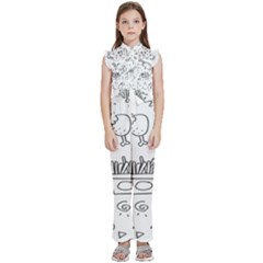 Set Chalk Out Scribble Collection Kids  Sleeveless Ruffle Edge Band Collar Chiffon One Piece by Ravend