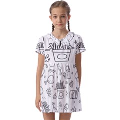 Set Chalk Out Scribble Collection Kids  Asymmetric Collar Dress by Ravend