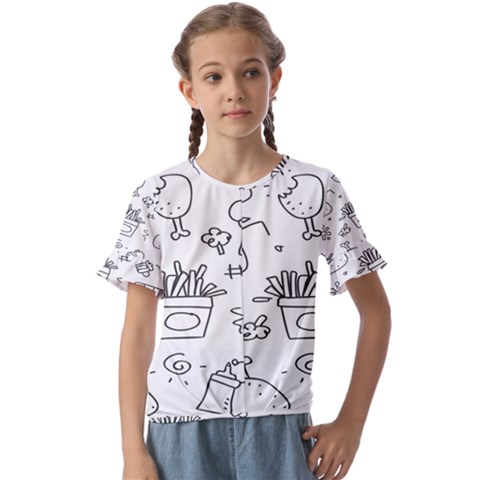 Set Chalk Out Scribble Collection Kids  Cuff Sleeve Scrunch Bottom T-shirt by Ravend