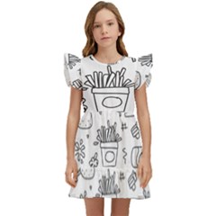 Set Chalk Out Scribble Collection Kids  Winged Sleeve Dress by Ravend