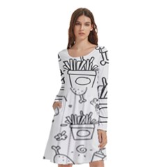 Set Chalk Out Scribble Collection Long Sleeve Knee Length Skater Dress With Pockets