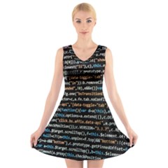 Close Up Code Coding Computer V-neck Sleeveless Dress by Amaryn4rt