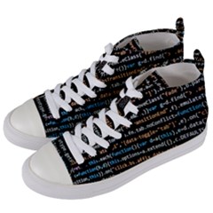 Close Up Code Coding Computer Women s Mid-top Canvas Sneakers by Amaryn4rt