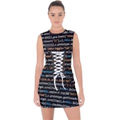 Close Up Code Coding Computer Lace Up Front Bodycon Dress by Amaryn4rt