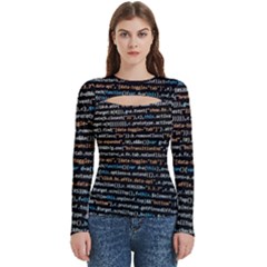 Close Up Code Coding Computer Women s Cut Out Long Sleeve T-shirt by Amaryn4rt