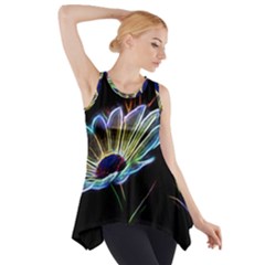 Flower Pattern Design Abstract Background Side Drop Tank Tunic