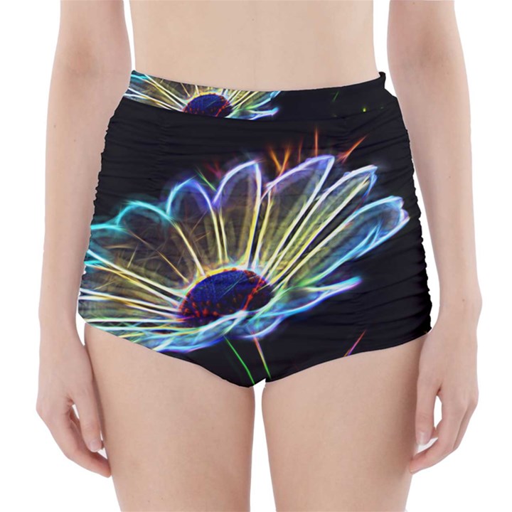 Flower Pattern Design Abstract Background High-Waisted Bikini Bottoms