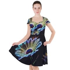 Flower Pattern Design Abstract Background Cap Sleeve Midi Dress by Amaryn4rt