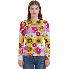 Flowers Blossom Bloom Nature Plant Women s Cut Out Long Sleeve T-shirt by Amaryn4rt