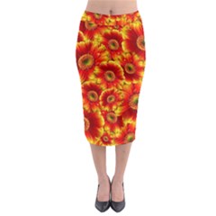 Gerbera Flowers Blossom Bloom Midi Pencil Skirt by Amaryn4rt