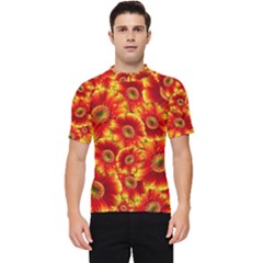 Gerbera Flowers Blossom Bloom Men s Short Sleeve Rash Guard by Amaryn4rt