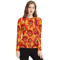 Gerbera Flowers Blossom Bloom Women s Long Sleeve Rash Guard by Amaryn4rt