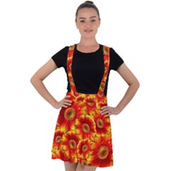 Gerbera Flowers Blossom Bloom Velvet Suspender Skater Skirt by Amaryn4rt