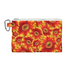 Gerbera Flowers Blossom Bloom Canvas Cosmetic Bag (medium) by Amaryn4rt