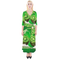 Kiwi Fruit Vitamins Healthy Cut Quarter Sleeve Wrap Maxi Dress by Amaryn4rt