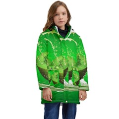 Kiwi Fruit Vitamins Healthy Cut Kids  Hooded Longline Puffer Jacket by Amaryn4rt