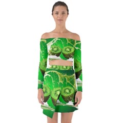 Kiwi Fruit Vitamins Healthy Cut Off Shoulder Top With Skirt Set by Amaryn4rt