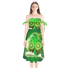 Kiwi Fruit Vitamins Healthy Cut Shoulder Tie Bardot Midi Dress by Amaryn4rt