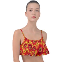 Gerbera Flowers Blossom Bloom Frill Bikini Top by Amaryn4rt