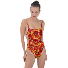 Gerbera Flowers Blossom Bloom Tie Strap One Piece Swimsuit by Amaryn4rt