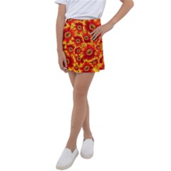 Gerbera Flowers Blossom Bloom Kids  Tennis Skirt by Amaryn4rt