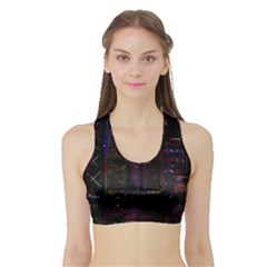 Hong Kong China Asia Skyscraper Sports Bra With Border by Amaryn4rt