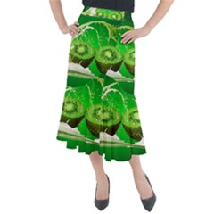 Kiwi Fruit Vitamins Healthy Cut Midi Mermaid Skirt by Amaryn4rt