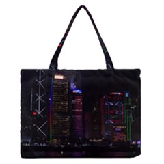 Hong Kong China Asia Skyscraper Zipper Medium Tote Bag by Amaryn4rt