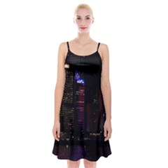 Hong Kong China Asia Skyscraper Spaghetti Strap Velvet Dress by Amaryn4rt