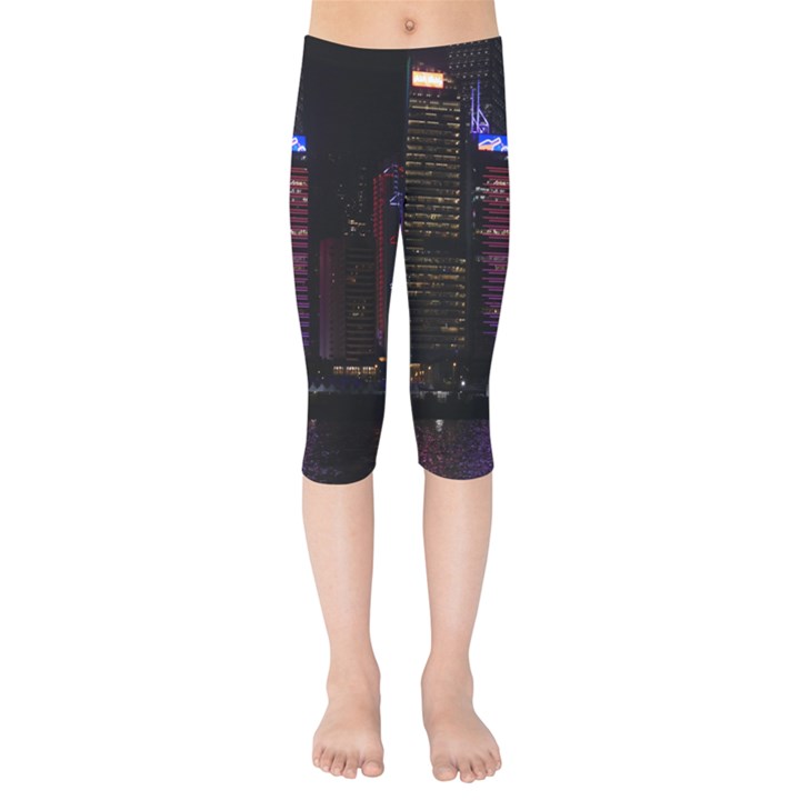 Hong Kong China Asia Skyscraper Kids  Capri Leggings 