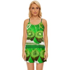 Kiwi Fruit Vitamins Healthy Cut Satin Pajama Short Set