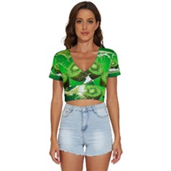 Kiwi Fruit Vitamins Healthy Cut V-neck Crop Top by Amaryn4rt