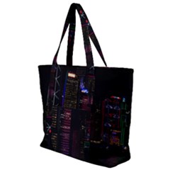 Hong Kong China Asia Skyscraper Zip Up Canvas Bag by Amaryn4rt