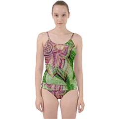 Colorful Design Acrylic Canvas Cut Out Top Tankini Set